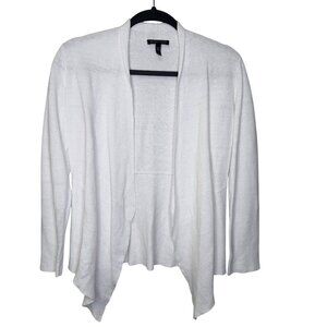 Eileen Fisher 100% Organic Linen Open Front Cardigan Sweater White Size XXS